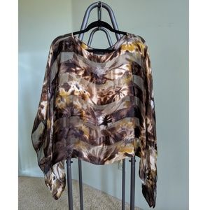Dana Buchman Brown Pattern Chiffon Blouse